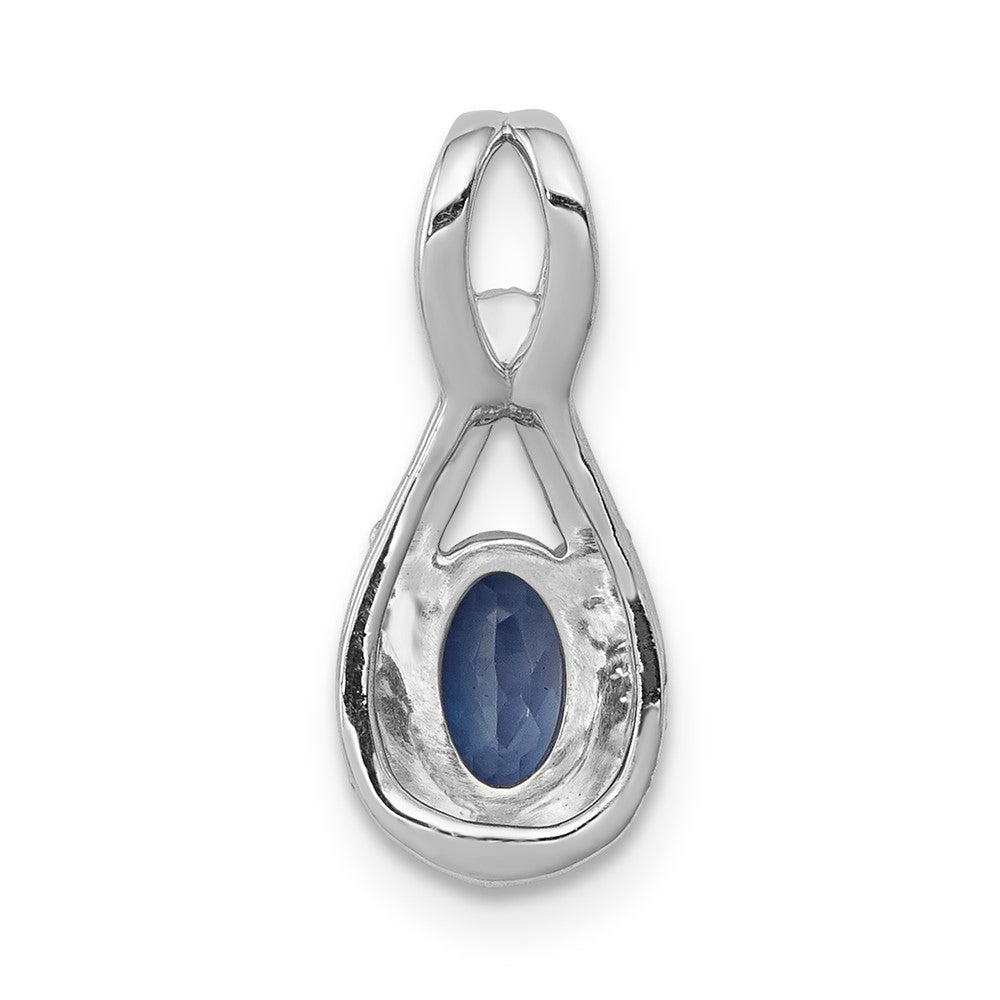 14k White Gold Real Diamond and Sapphire Teardrop Halo Pendant