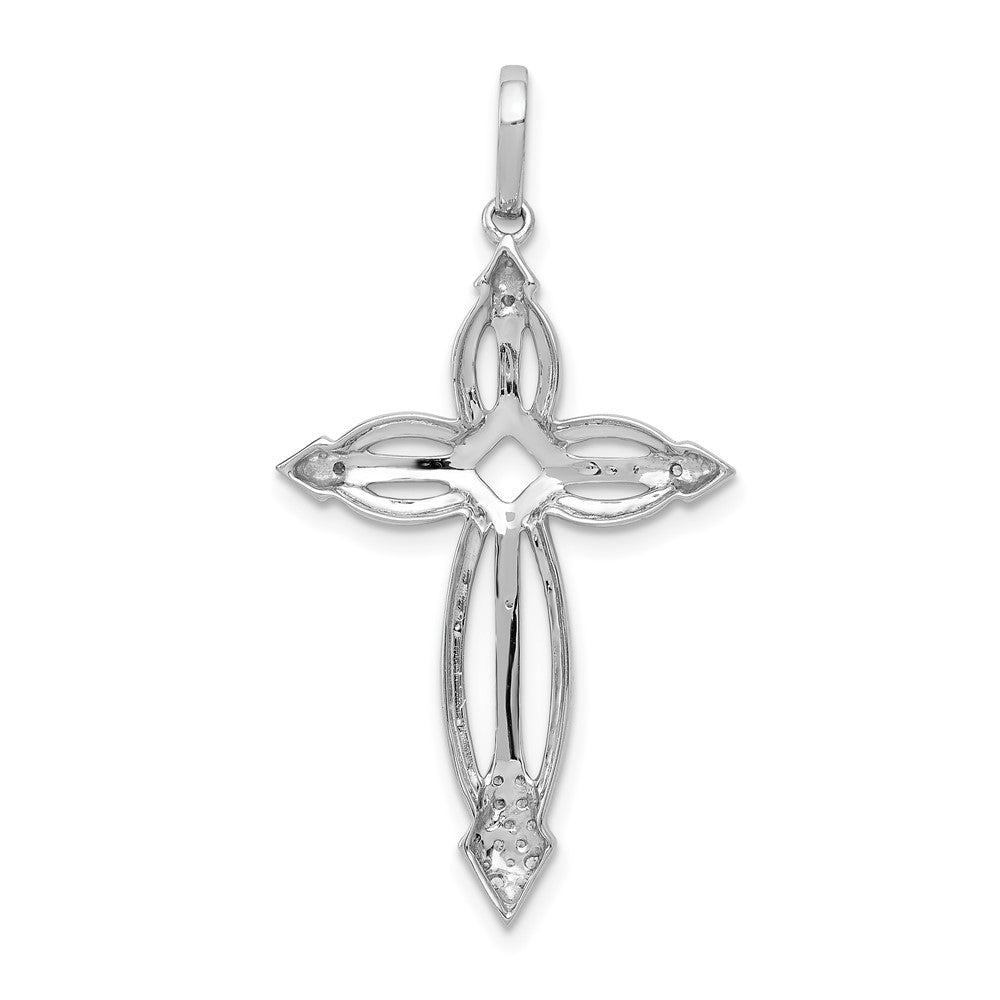 14k White Gold 1/3ct. Real Diamond Fancy Cross Pendant