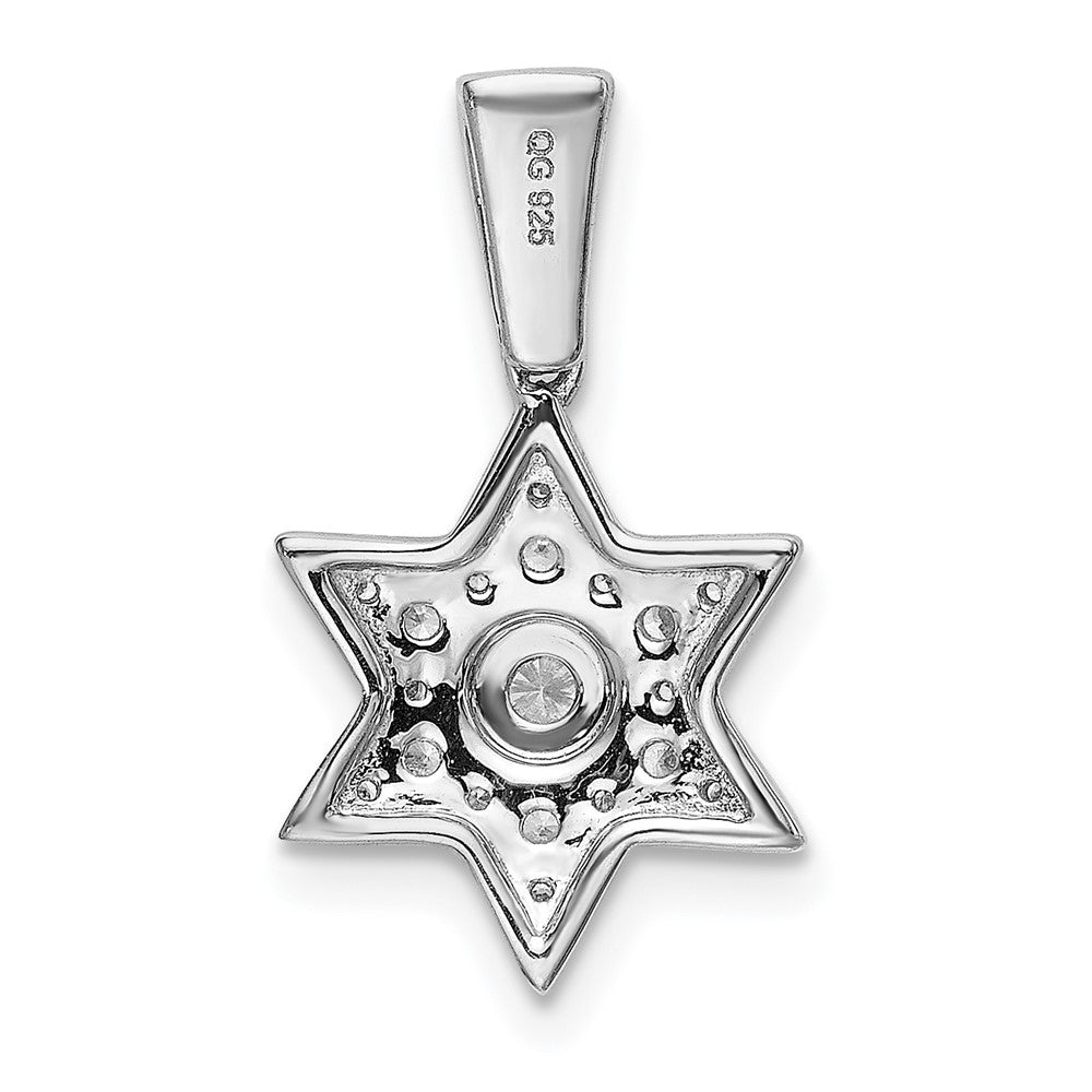 14k White Gold Real Diamond Six Pointed Star Pendant