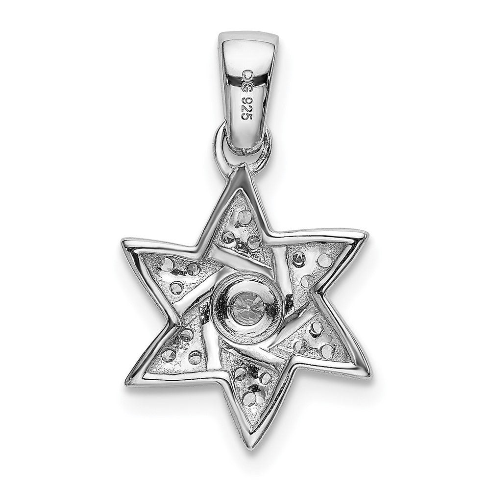 14k White Gold Real Diamond Six Pointed Star Pendant