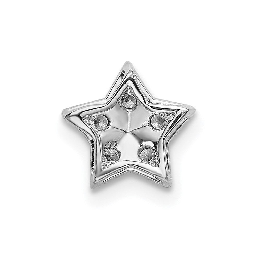 14k White Gold Real Diamond Star Chain Slide Pendant