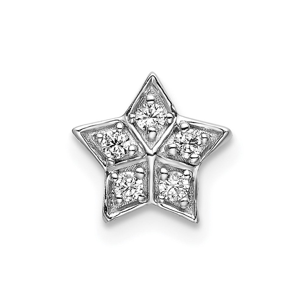 14k White Gold Real Diamond Star Chain Slide Pendant