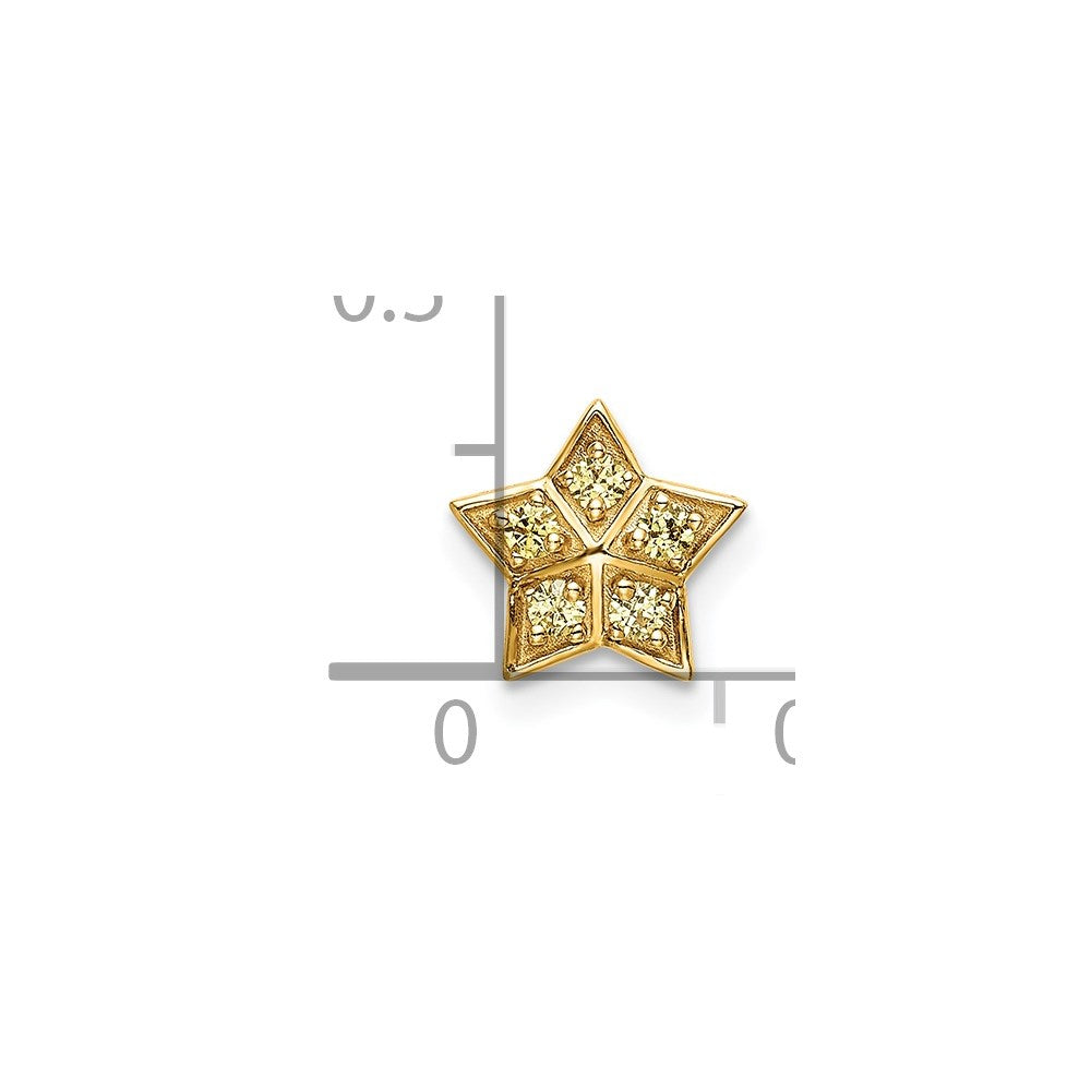 14k Yellow Gold Yellow Sapphire Star Chain Slide Pendant