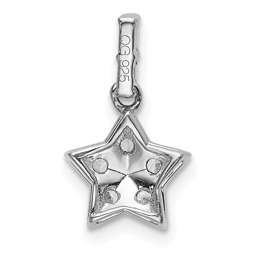 14k White Gold Real Diamond Star Pendant