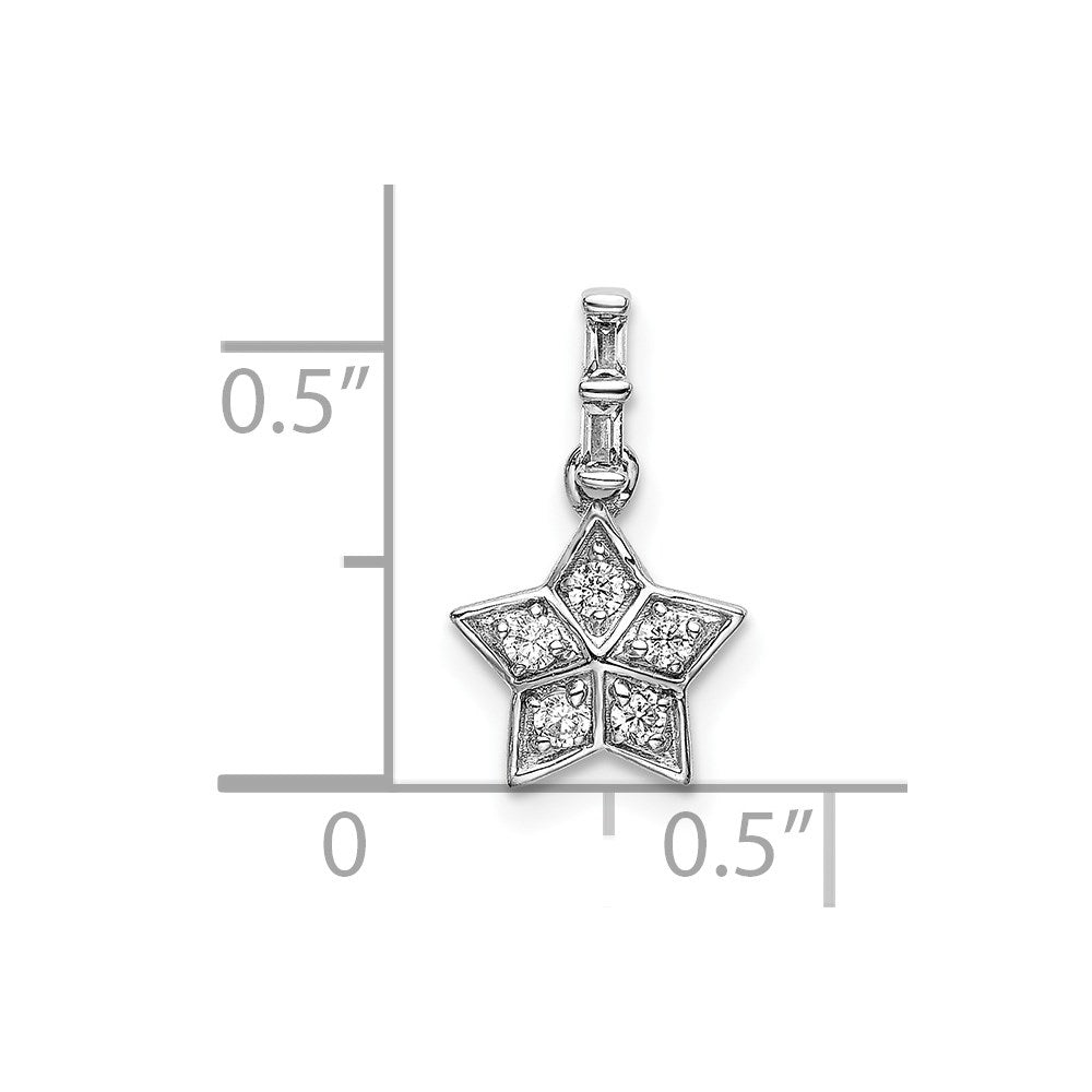 14k White Gold Real Diamond Star Pendant