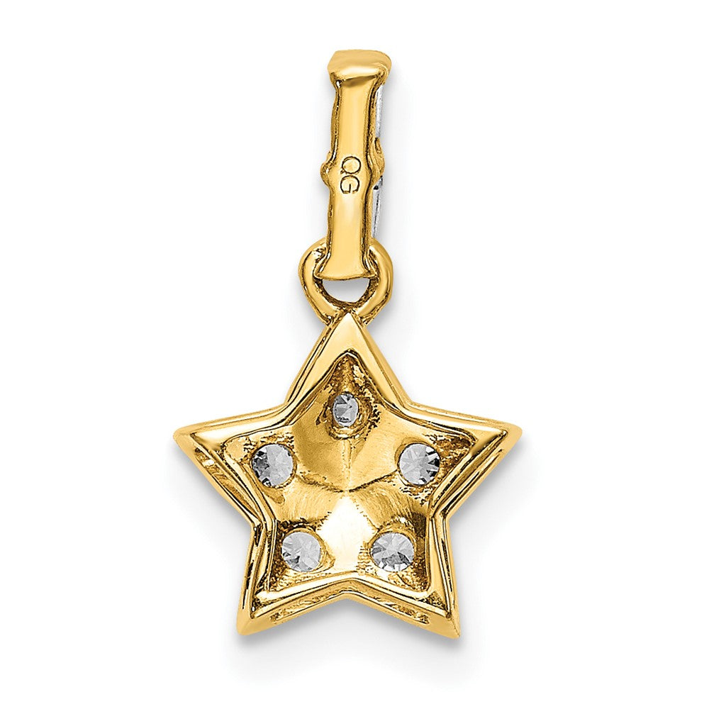 14k Yellow Gold Real Diamond and Yellow Sapphire Star Pendant