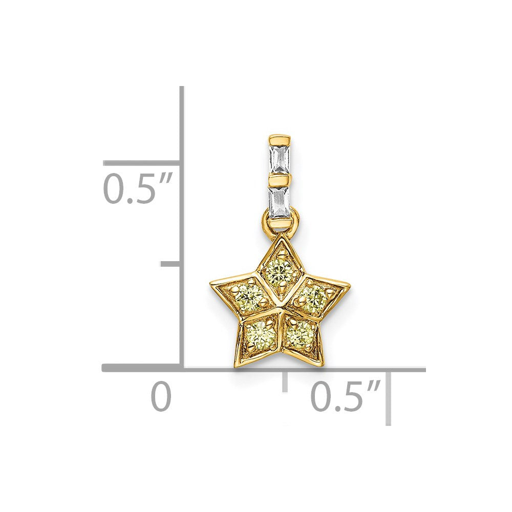 14k Yellow Gold Real Diamond and Yellow Sapphire Star Pendant