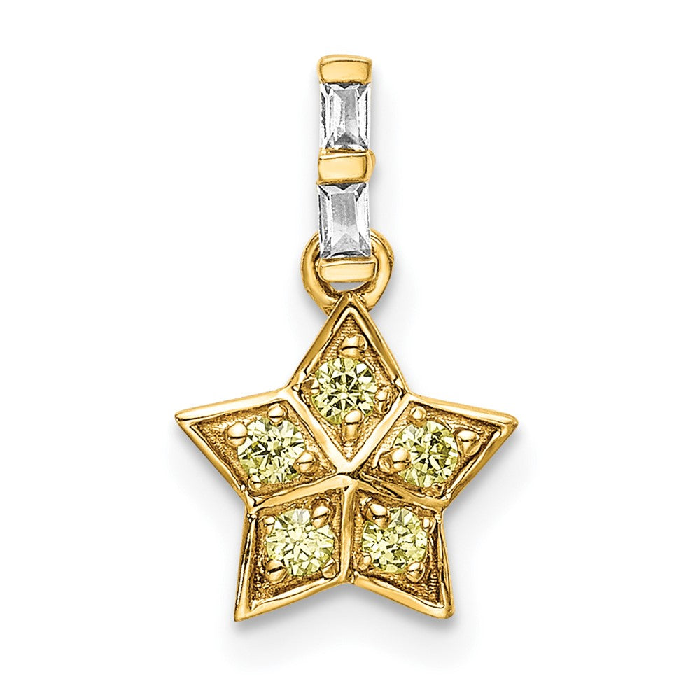 14k Yellow Gold Real Diamond and Yellow Sapphire Star Pendant