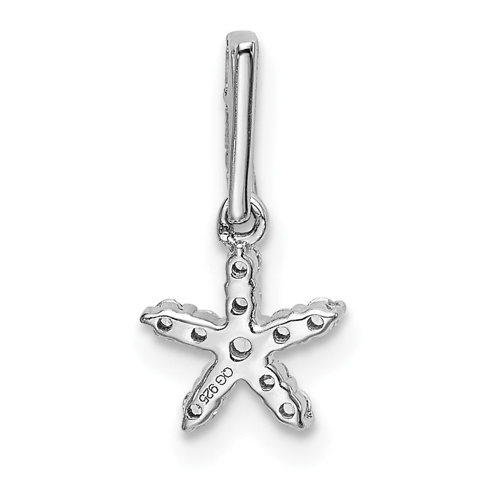 14k White Gold Real Diamond Star Pendant