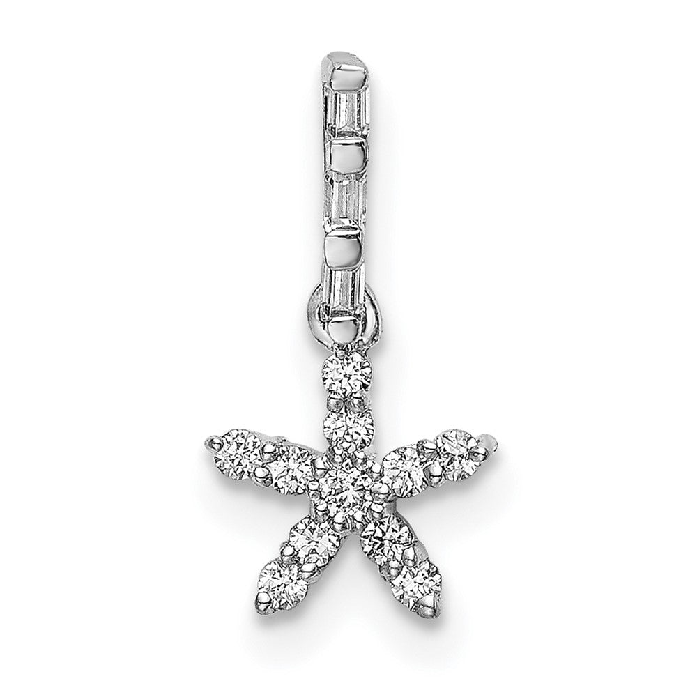 14k White Gold Real Diamond Star Pendant