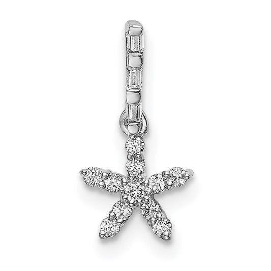 14k White Gold Real Diamond Star Pendant