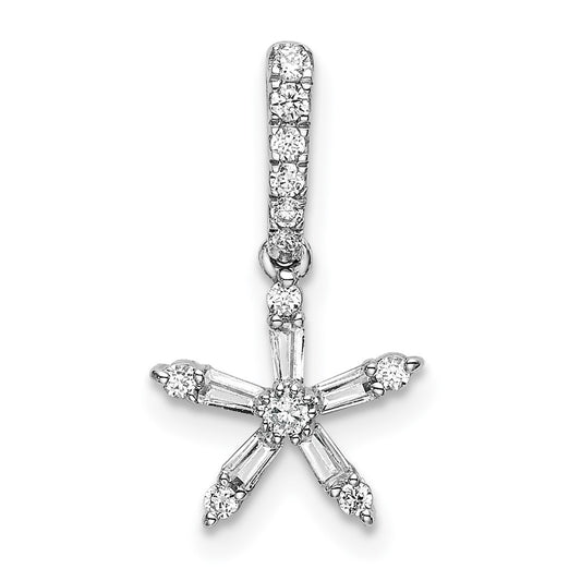 14k White Gold Real Diamond Star Pendant