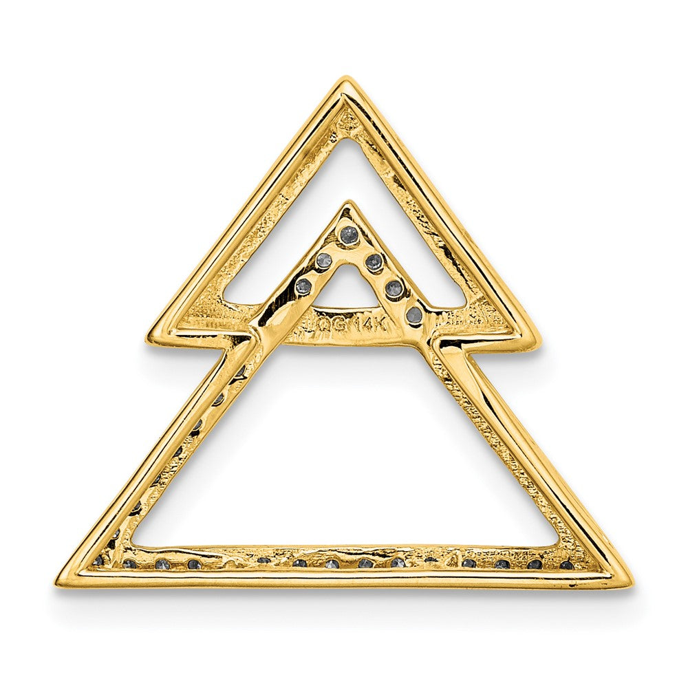 14K Yellow Gold Polished Double Triangle Real Diamond Chain Slide