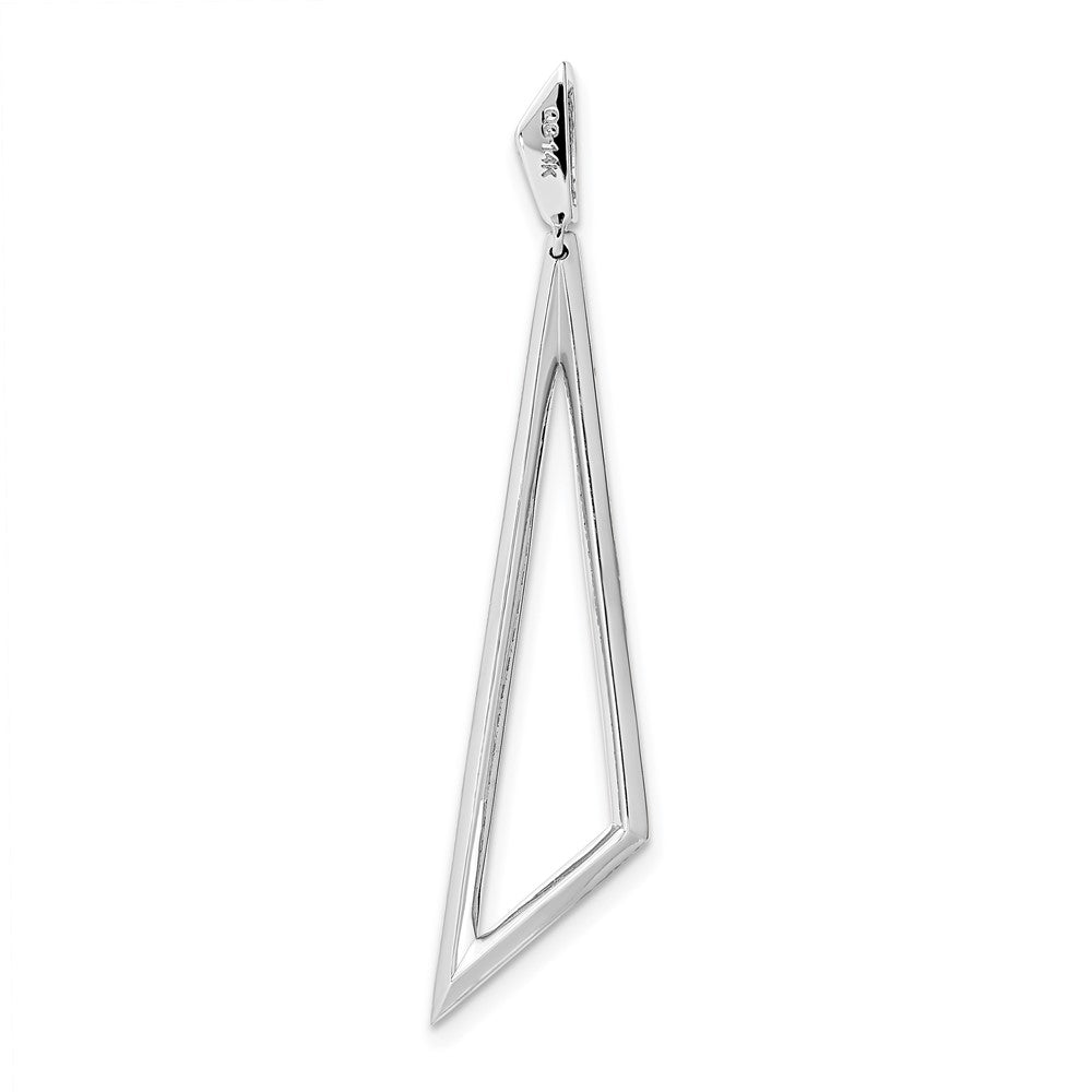 14k White Gold Real Diamond Triangle Pendant