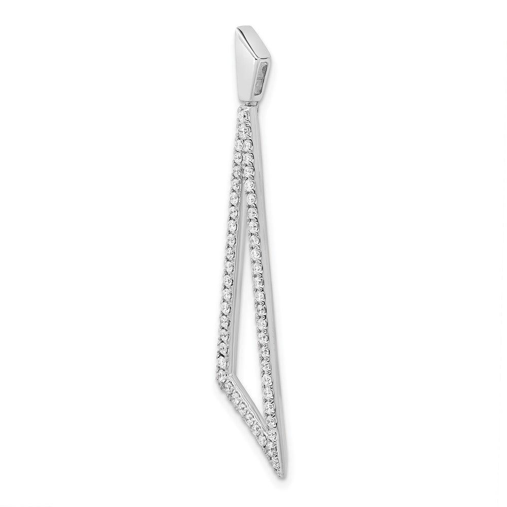 14k White Gold Real Diamond Triangle Pendant