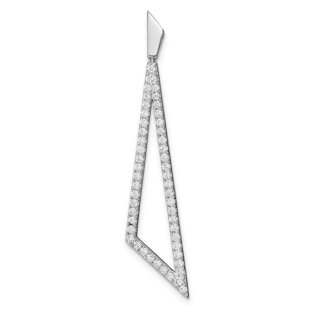 14k White Gold Real Diamond Triangle Pendant