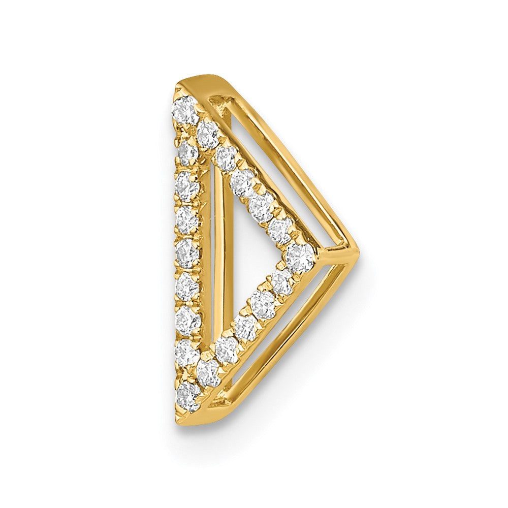 14K Yellow Gold Polished Real Diamond Triangle Chain Slide