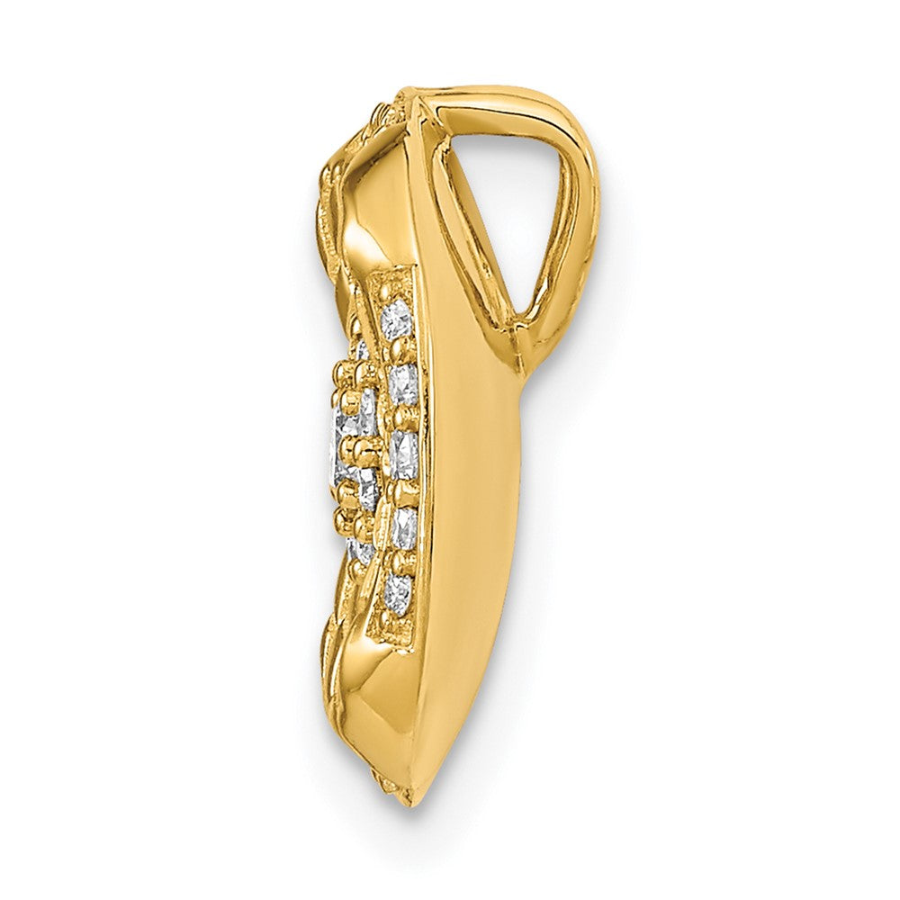 14K Yellow Gold Polished Real Diamond Square Weave Chain Slide