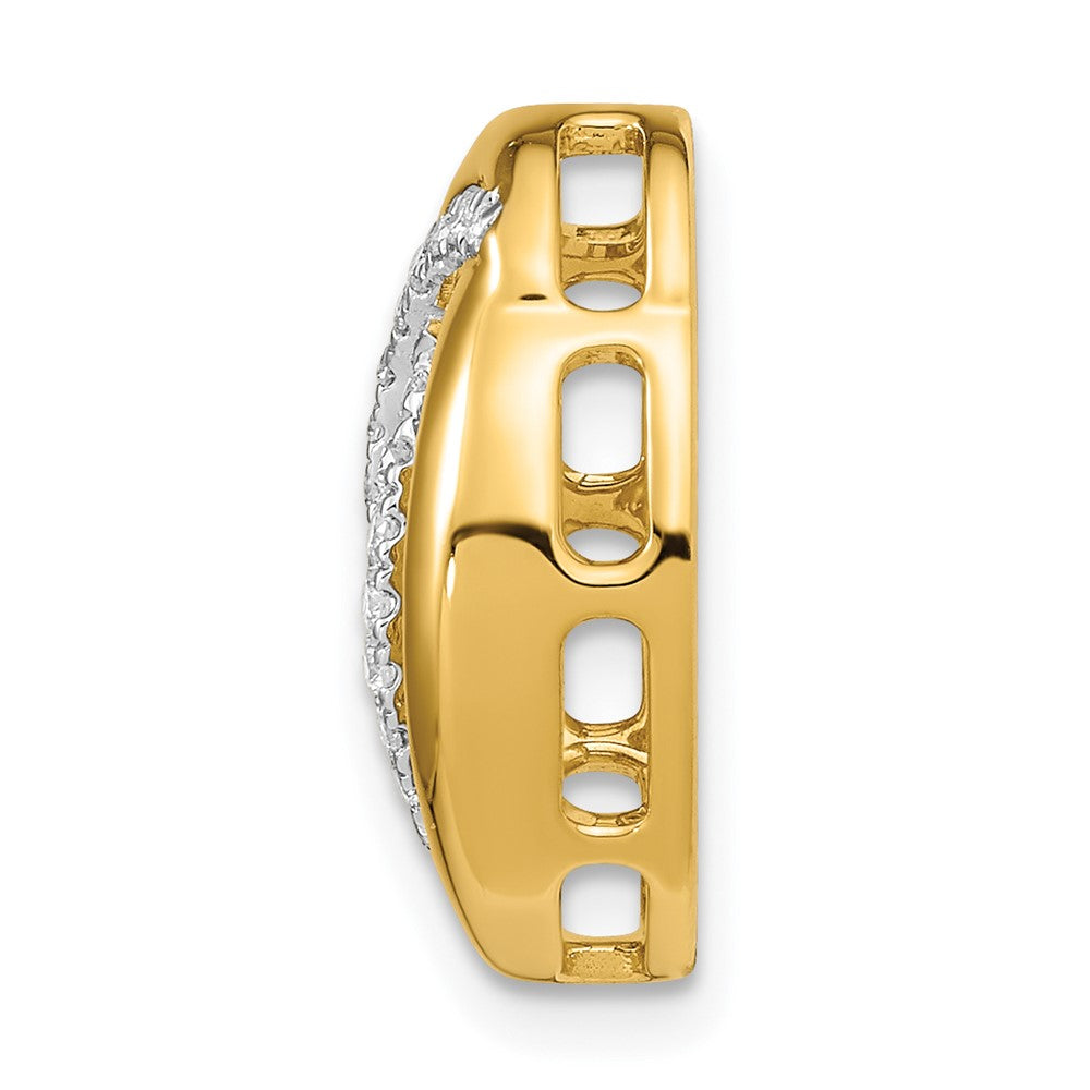 14K Yellow Gold Polished Real Diamond Oval Chain Slide