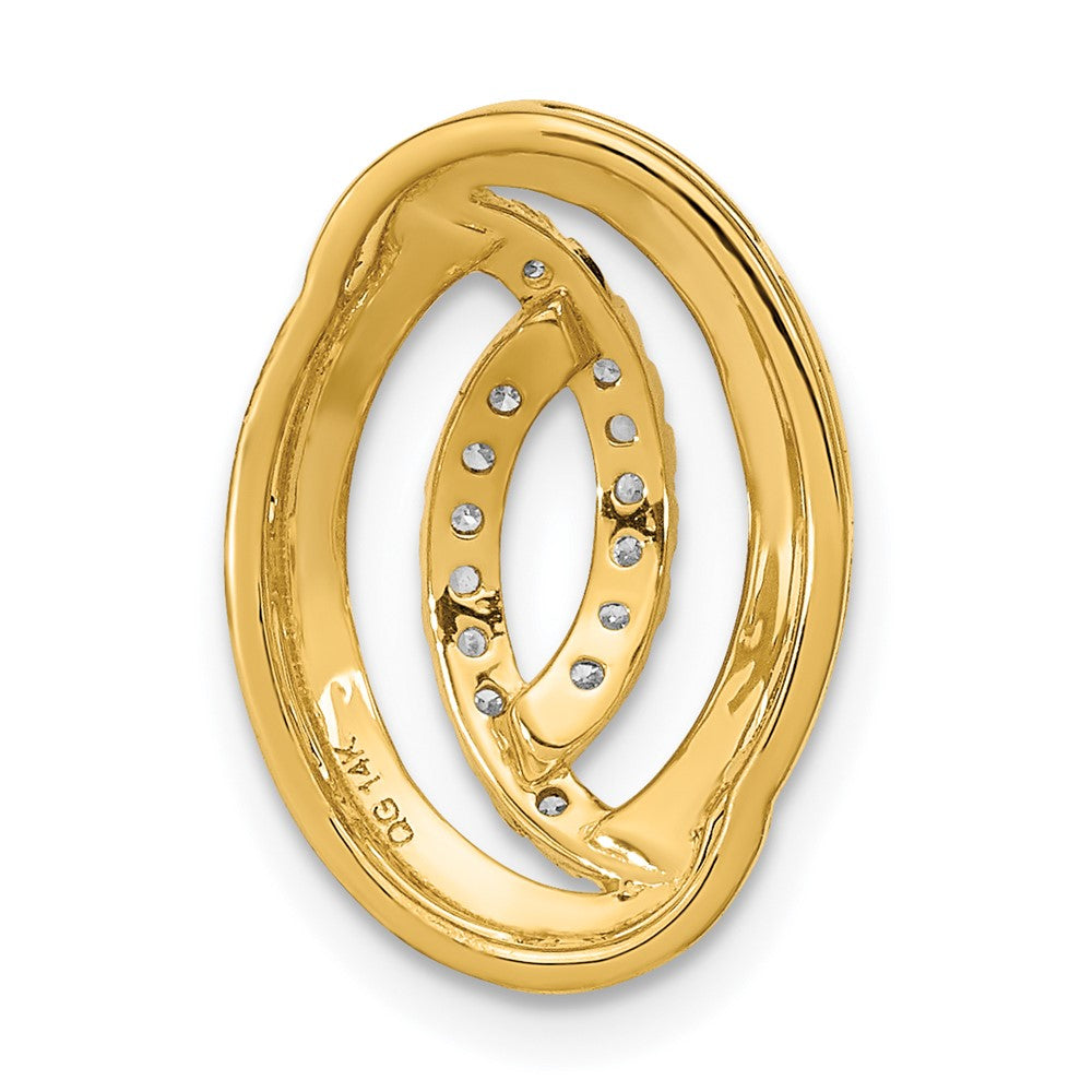 14K Yellow Gold Polished Real Diamond Oval Chain Slide