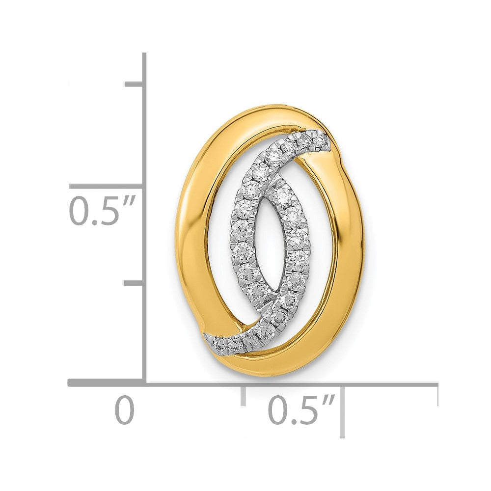 14K Yellow Gold Polished Real Diamond Oval Chain Slide