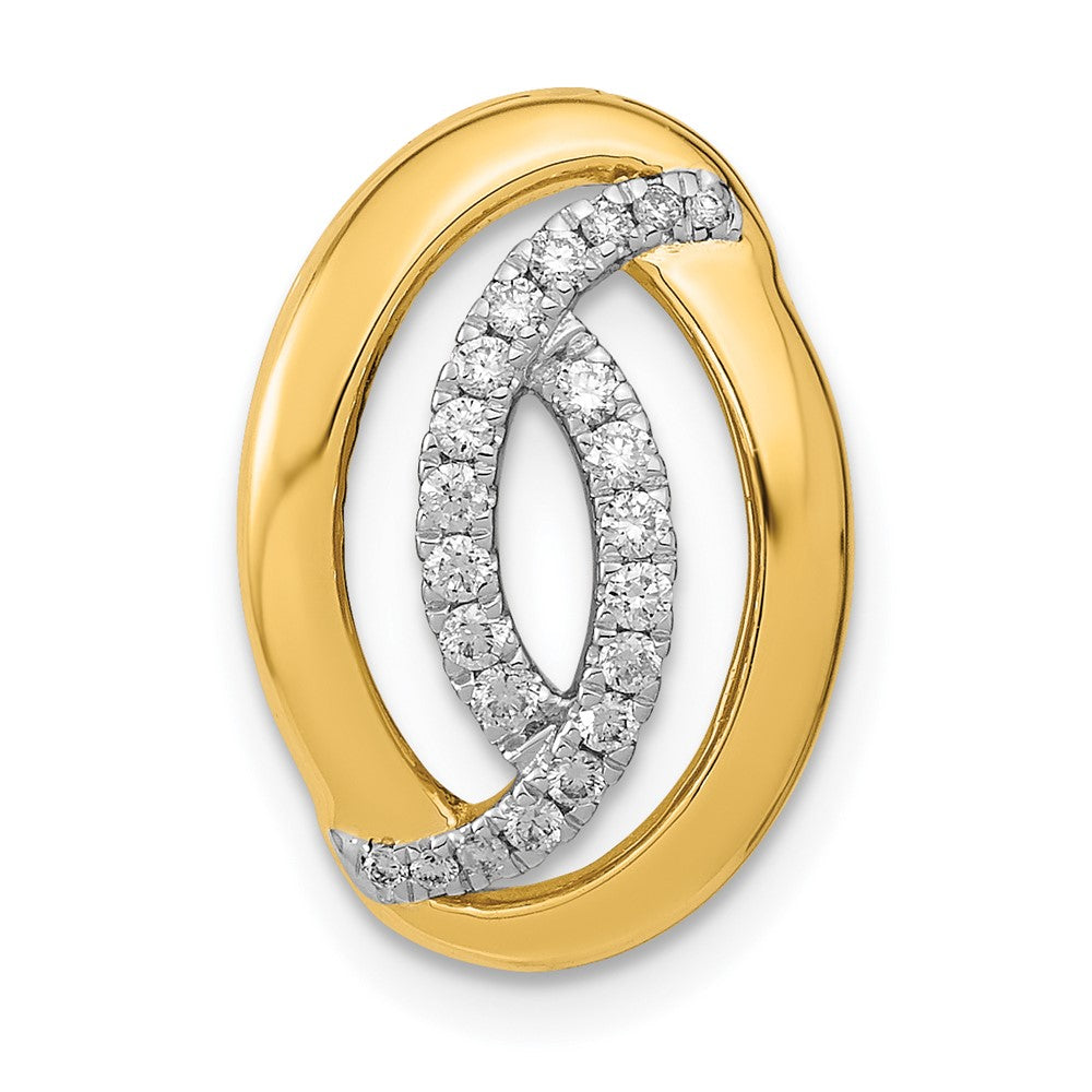 14K Yellow Gold Polished Real Diamond Oval Chain Slide