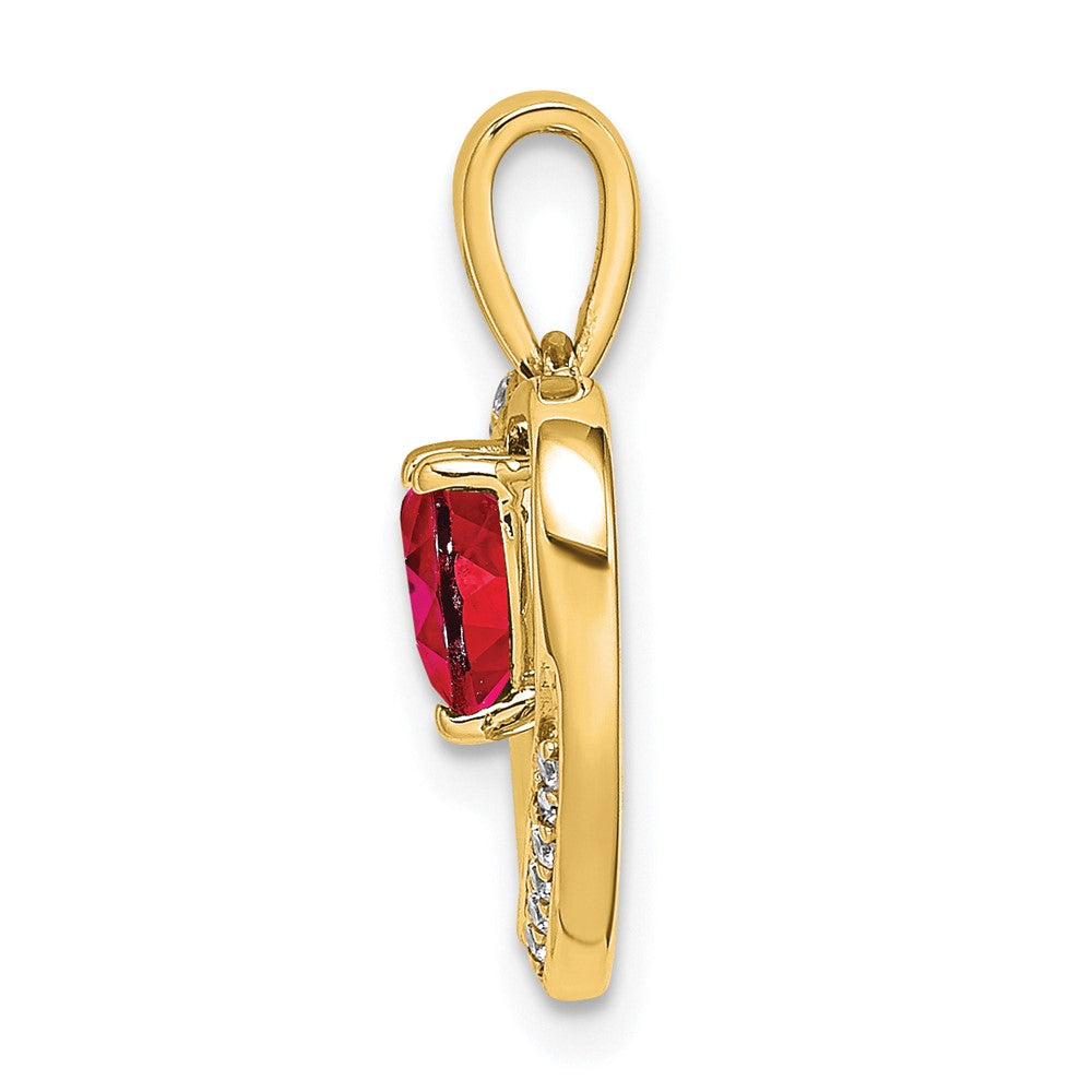 14K Yellow Gold Ruby and Real Diamond Heart Pendant