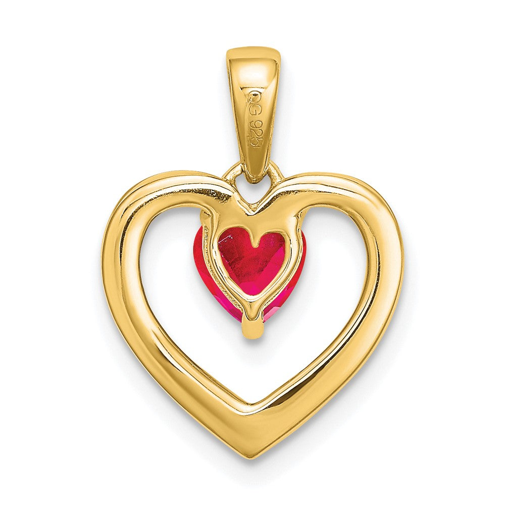 14K Yellow Gold Ruby and Real Diamond Heart Pendant