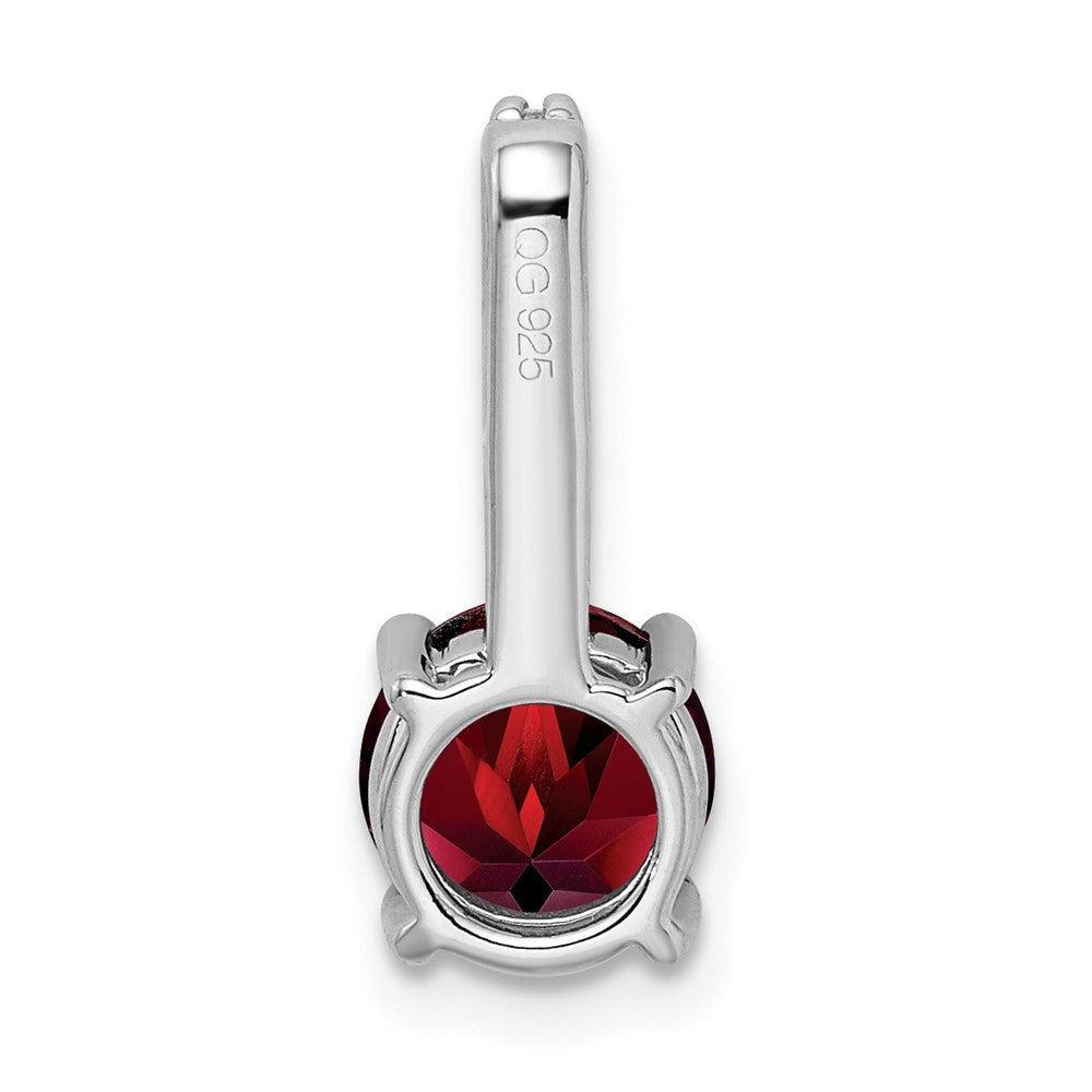 14k White Gold Round Garnet and Real Diamond Pendant