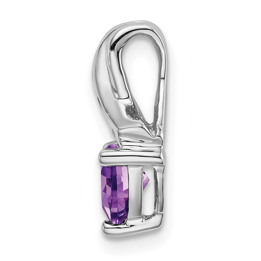 14k White Gold Trillion Amethyst and Real Diamond Pendant