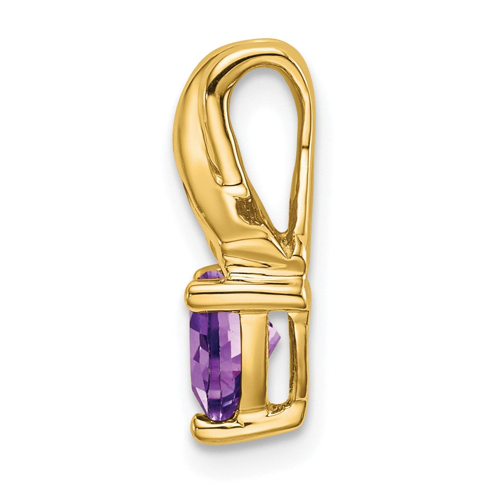 14K Yellow Gold Trillion Amethyst and Real Diamond Pendant