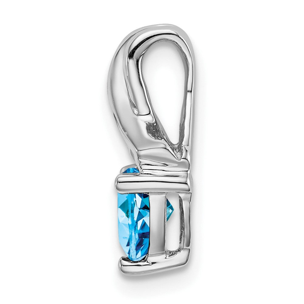 14k White Gold Trillion Blue Topaz and Real Diamond Pendant