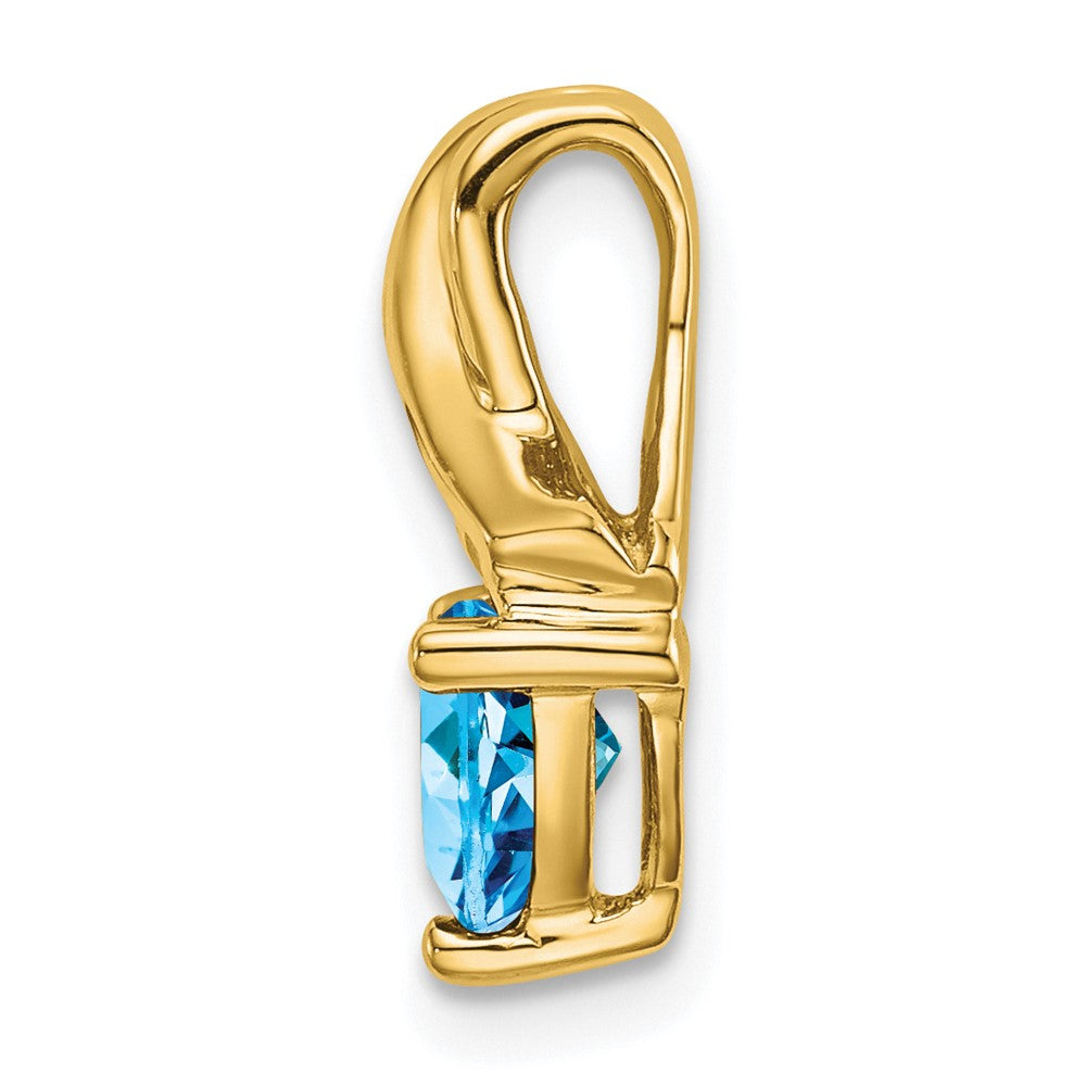 14K Yellow Gold Trillion Blue Topaz and Real Diamond Pendant