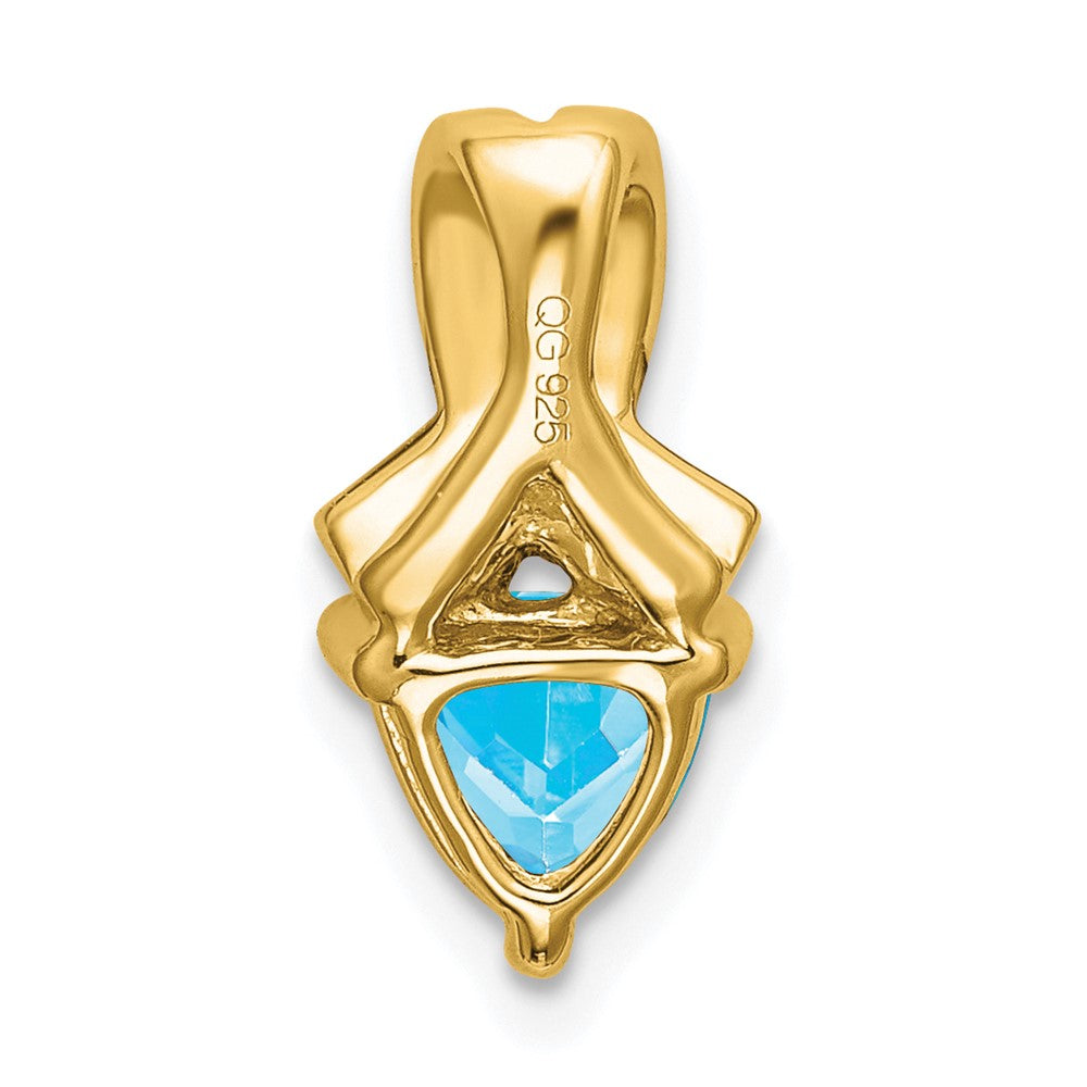 14K Yellow Gold Trillion Blue Topaz and Real Diamond Pendant