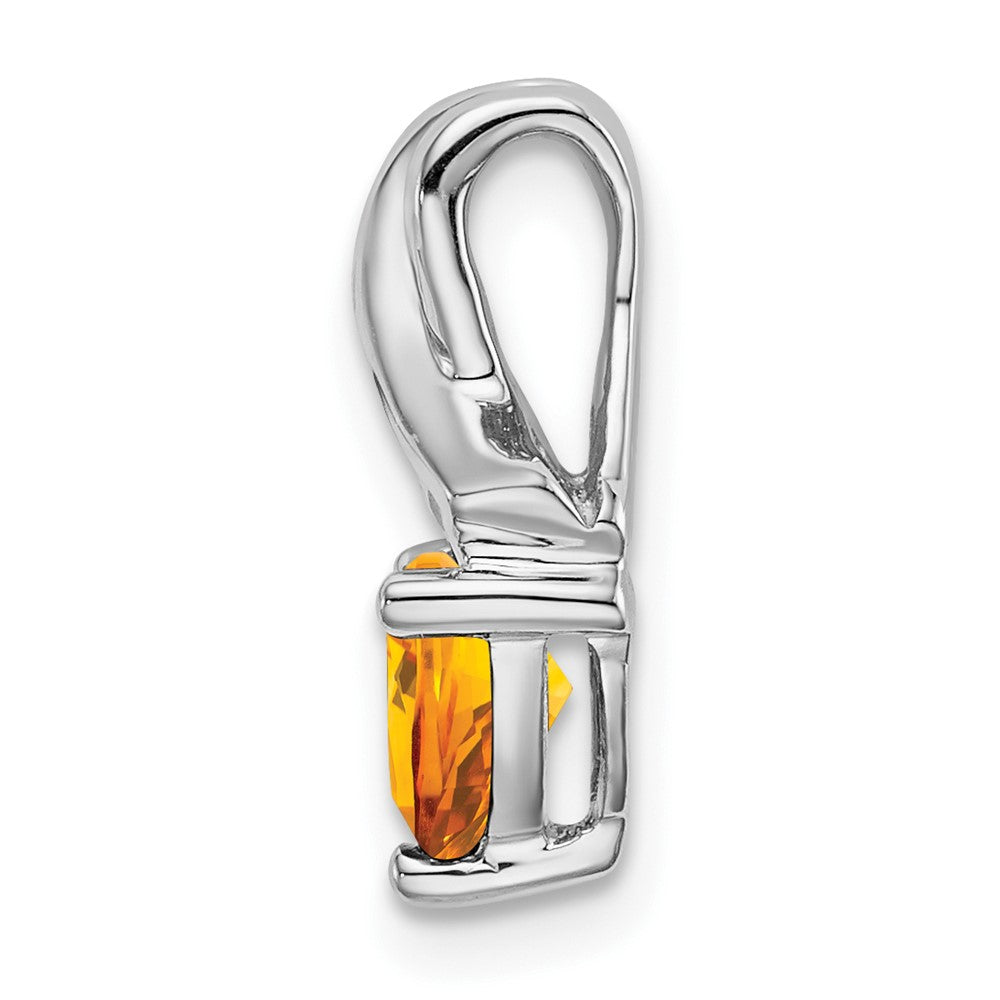 14k White Gold Trillion Citrine and Real Diamond Pendant