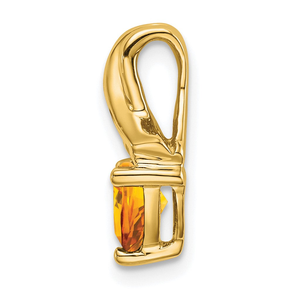 14K Yellow Gold Trillion Citrine and Real Diamond Pendant