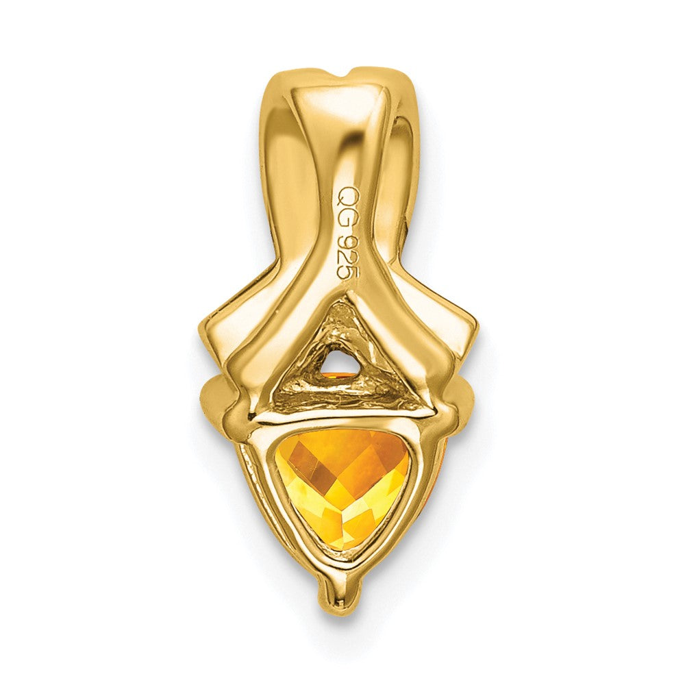 14K Yellow Gold Trillion Citrine and Real Diamond Pendant