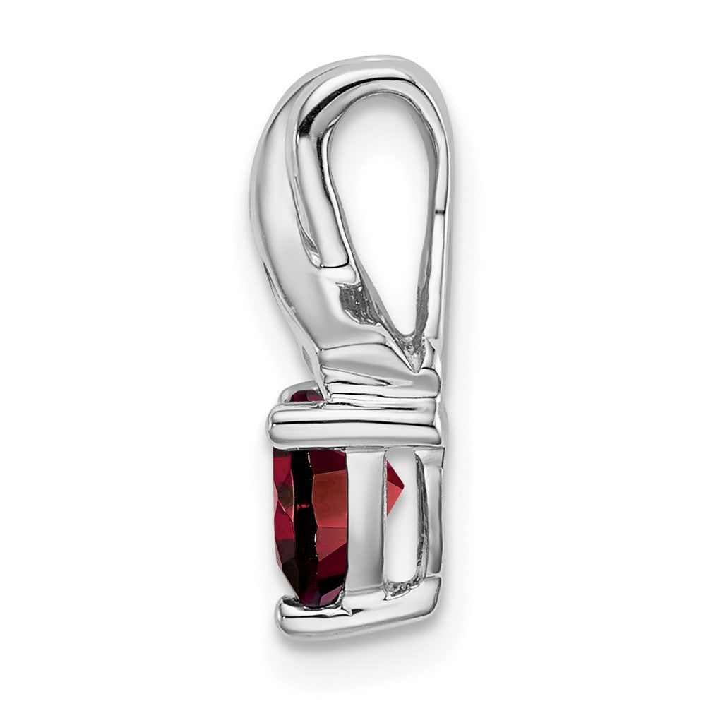 14k White Gold Trillion Garnet and Real Diamond Pendant