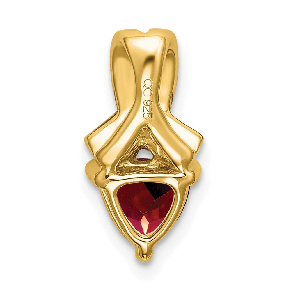 14K Yellow Gold Trillion Garnet and Real Diamond Pendant