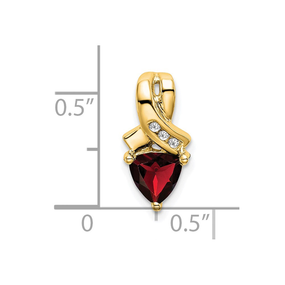 14K Yellow Gold Trillion Garnet and Real Diamond Pendant