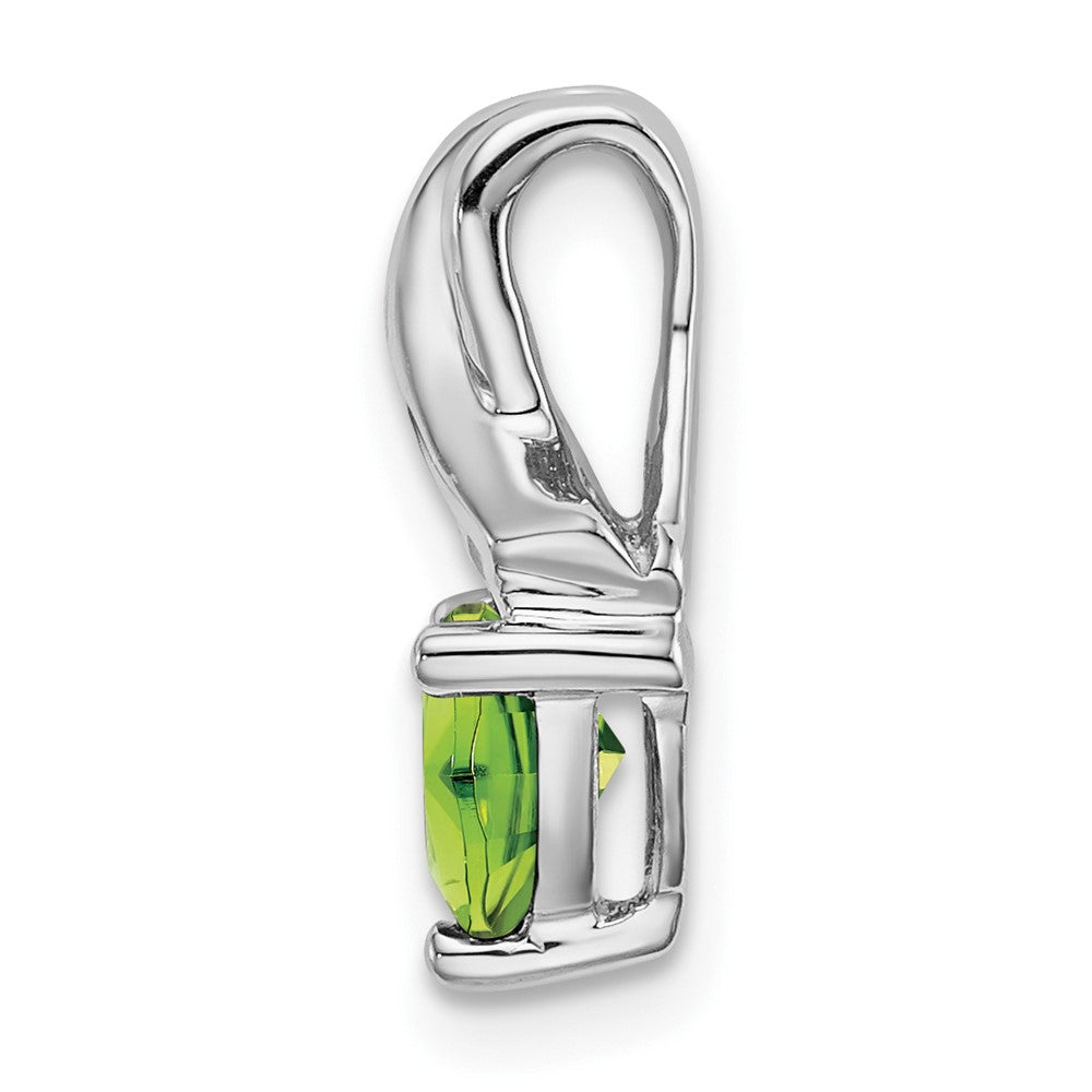 14k White Gold Trillion Peridot and Real Diamond Pendant