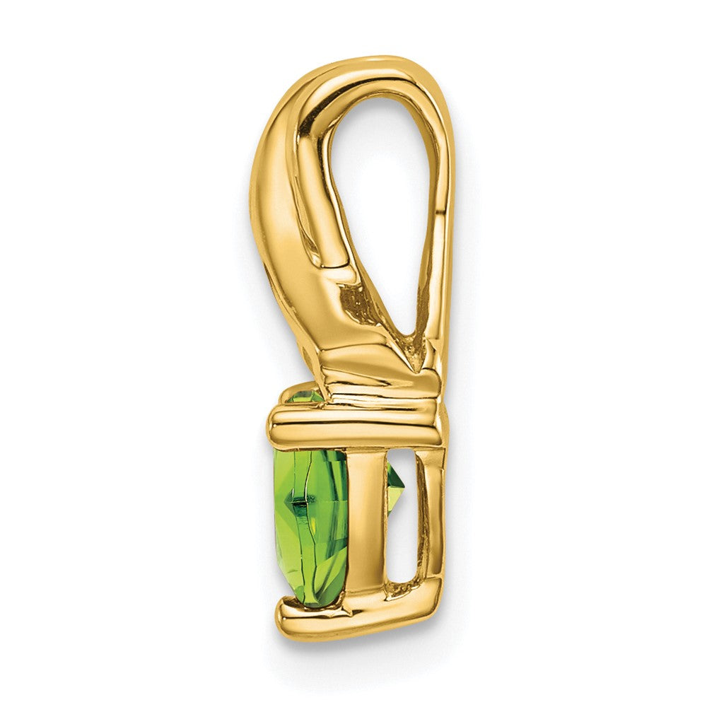 14K Yellow Gold Trillion Peridot and Real Diamond Pendant