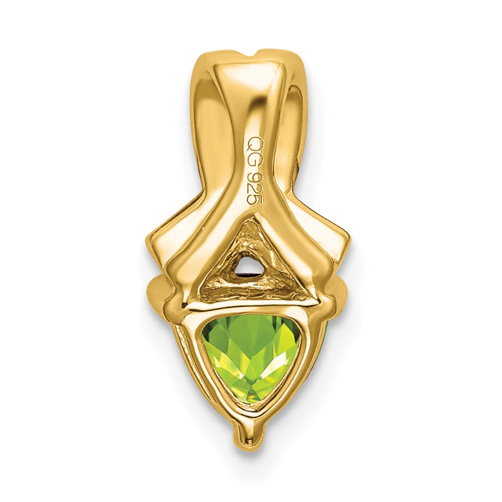 14K Yellow Gold Trillion Peridot and Real Diamond Pendant