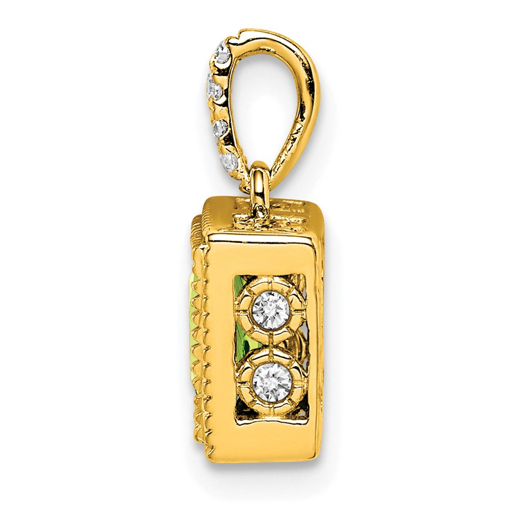 14K Yellow Gold Square Citrine and Real Diamond Pendant