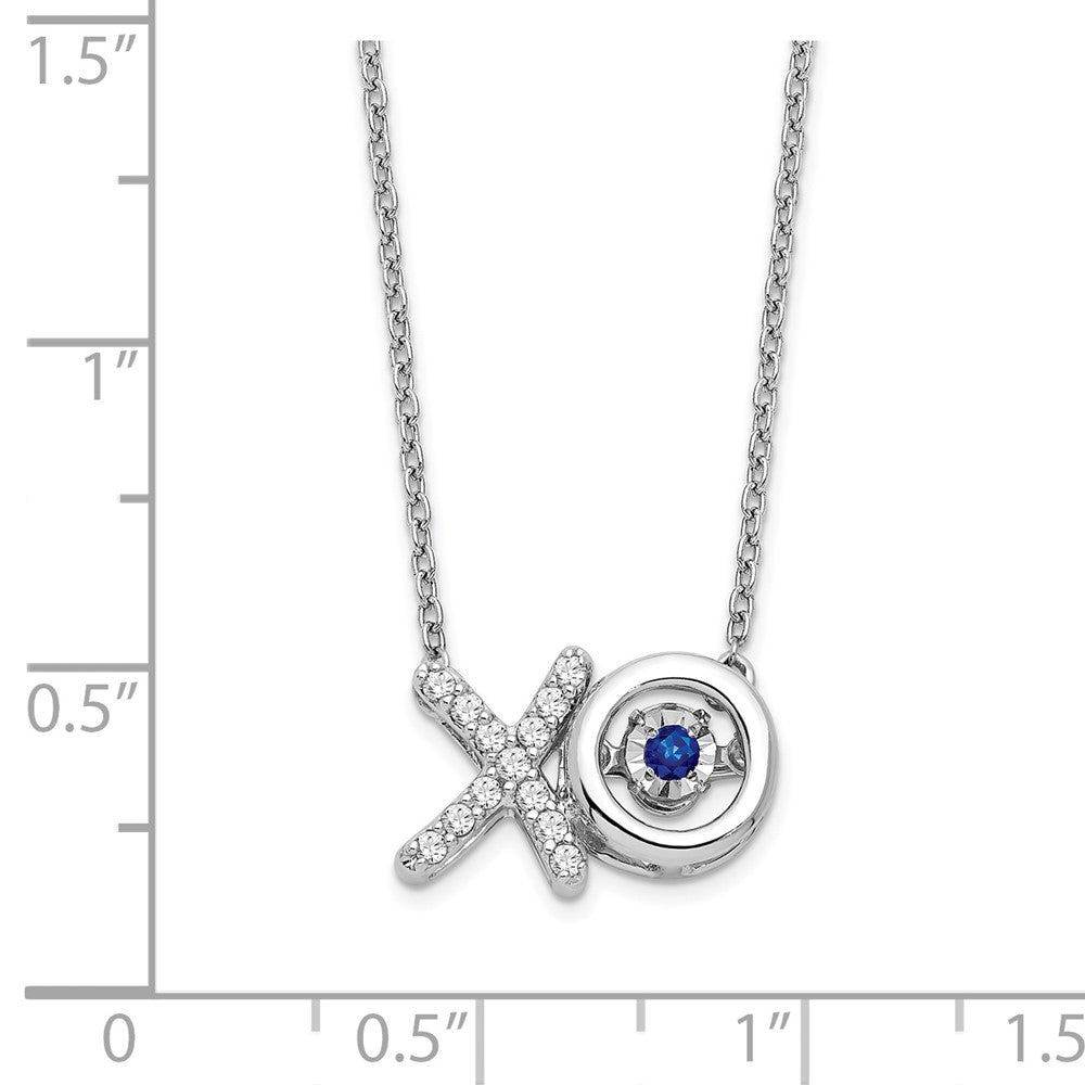 14k White Gold Sapphire/Real Diamond X and O Necklace