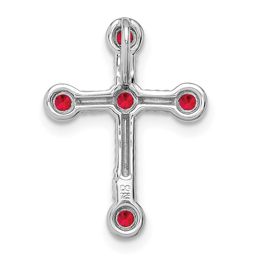 14k White Gold Ruby Cross Chain Slide