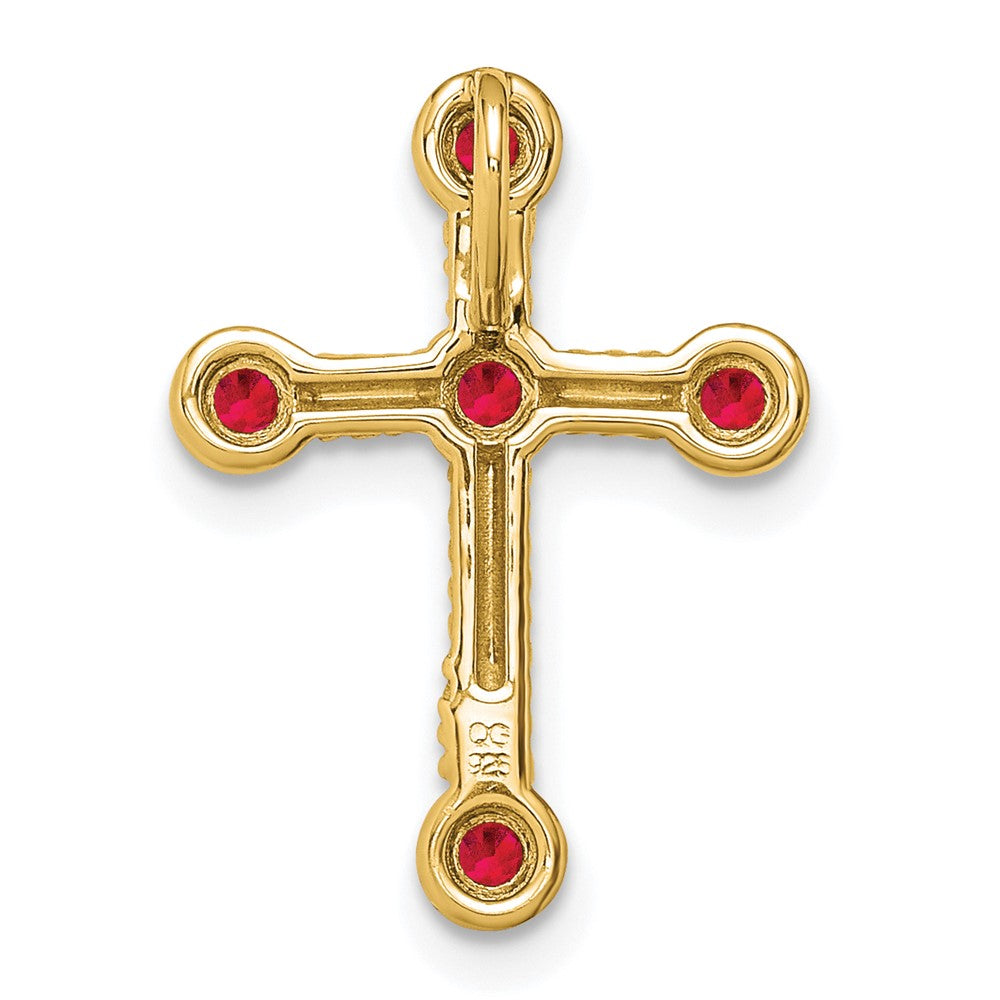 14K Yellow Gold Ruby Cross Chain Slide