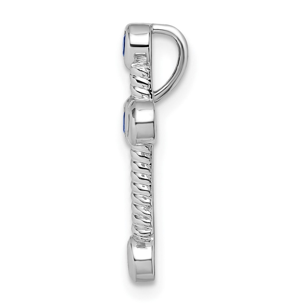 14k White Gold Sapphire Cross Chain Slide