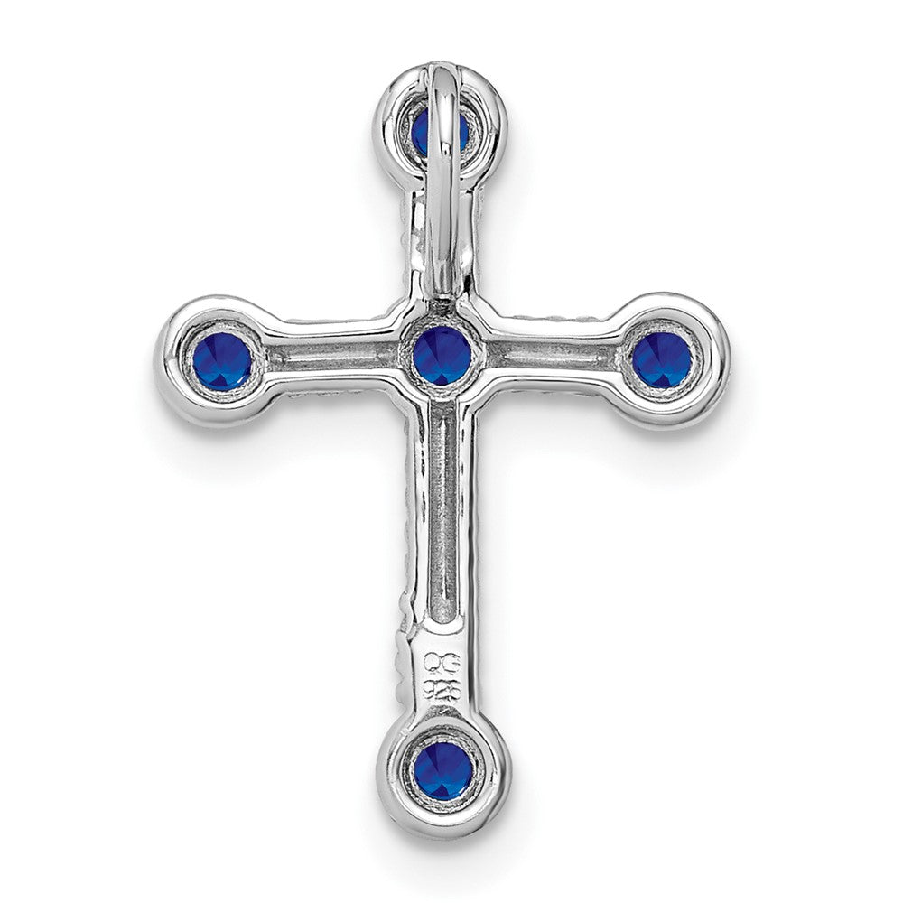 14k White Gold Sapphire Cross Chain Slide