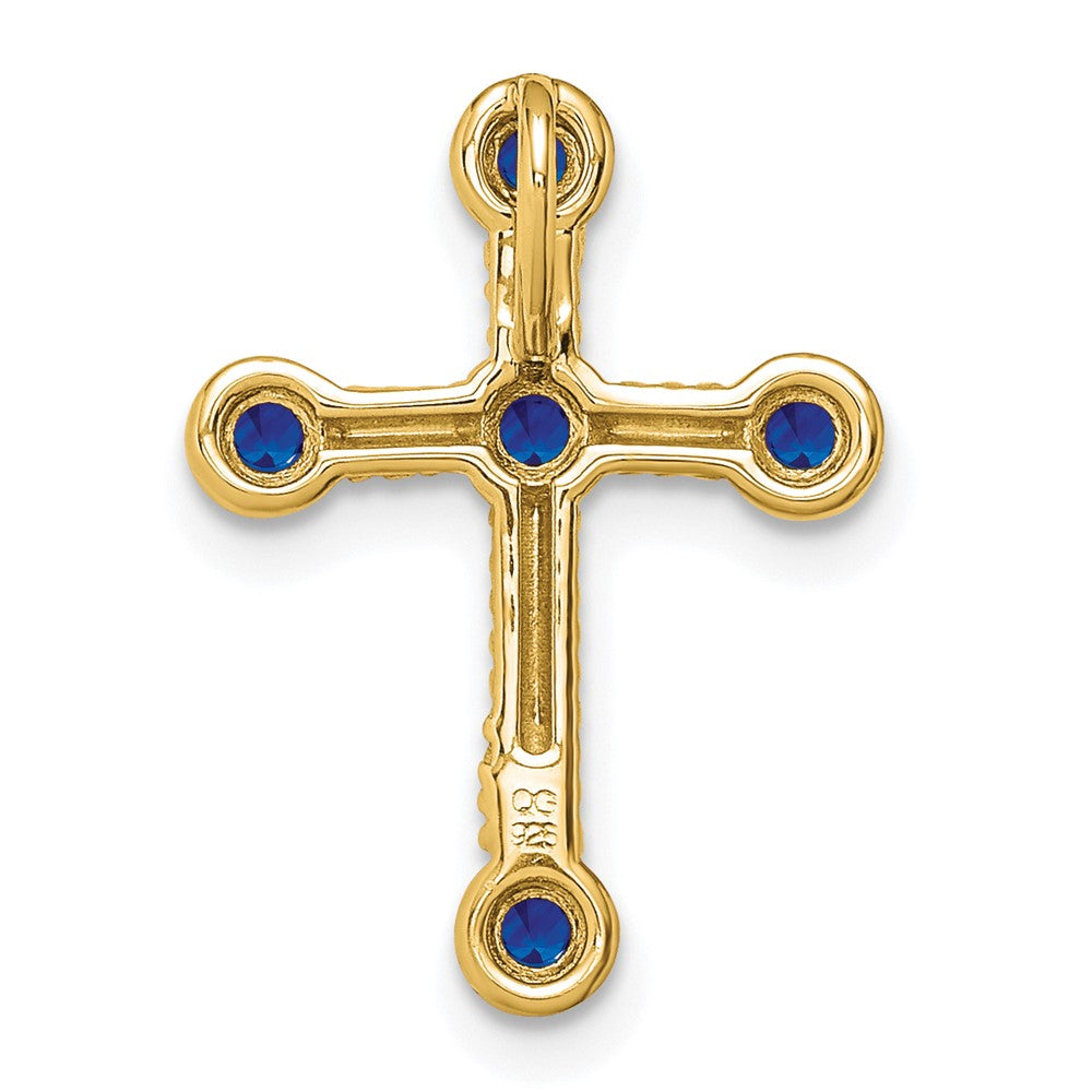 14K Yellow Gold Sapphire Cross Chain Slide